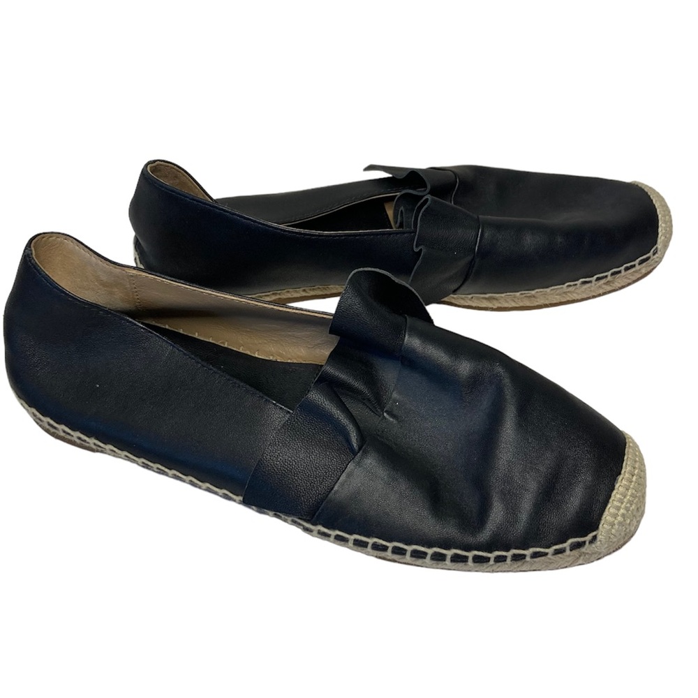 Michael Kors Collection Laticia Leather Espadrilles Black Nappa/Jute Size US 7.5